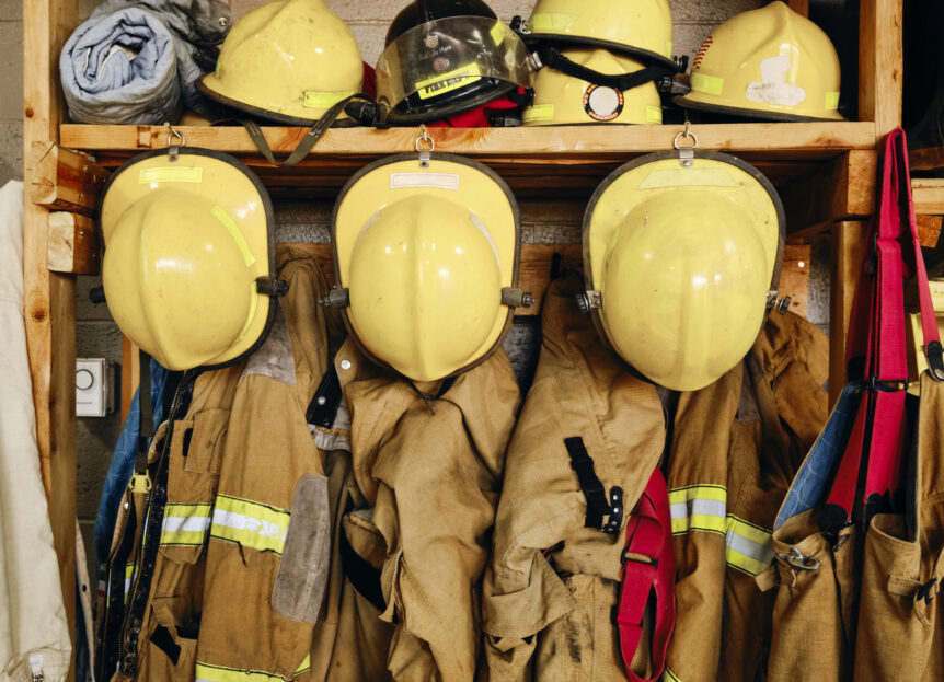 contaminated firefighter gear that is about to be cleaned